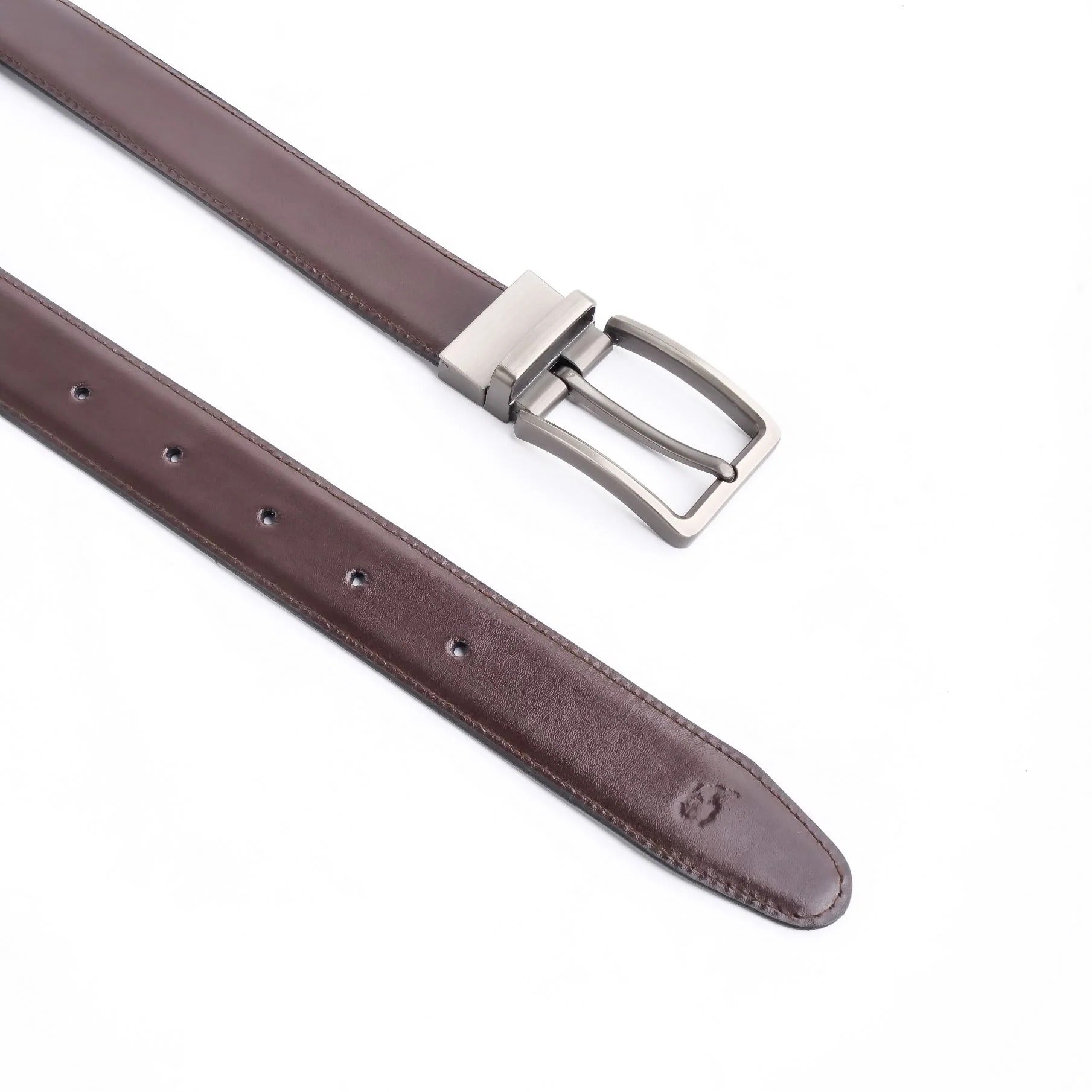 Chromium Double Sided Reversible Men's' Leather Belt-Black Dark Brown