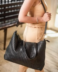 Handmade Woven Original Leather Bag With Zipper