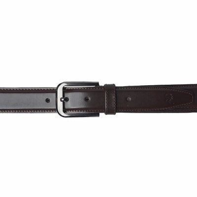 Mens Formal Leather Belt 3 Fold Natural Cow Leather-Black