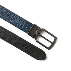 Mens 2in1 Croc Textured Style Reversible Leather Belt