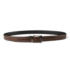 Mens 2in1 Croc Textured Style Reversible Leather Belt