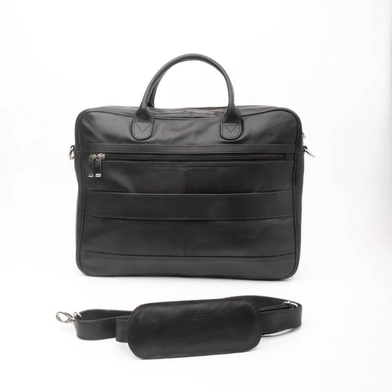 Parker Slim Leather Laptop Bag-Black