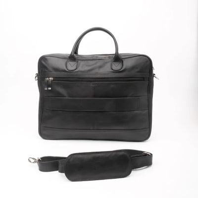 Parker Slim Leather Laptop Bag-Black