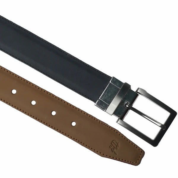 Mens Double Stitch Laminated Leather Belt-Brown