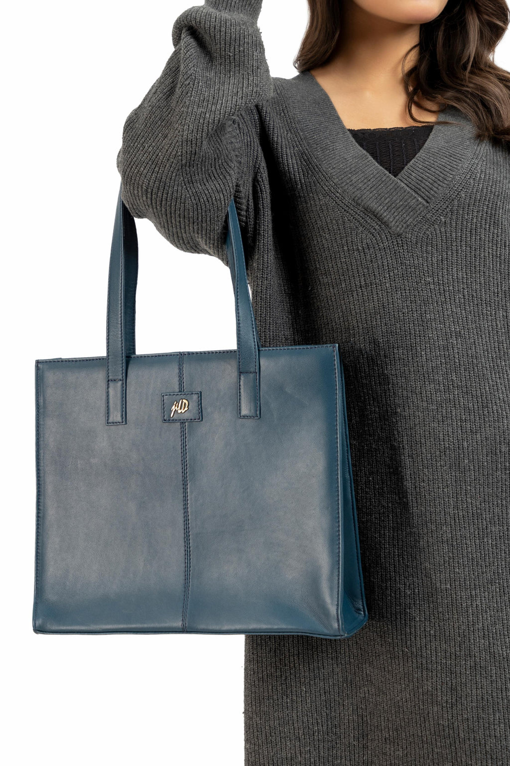 Everyday Women's Leather Zipper Tote Bag-Midnight Blue