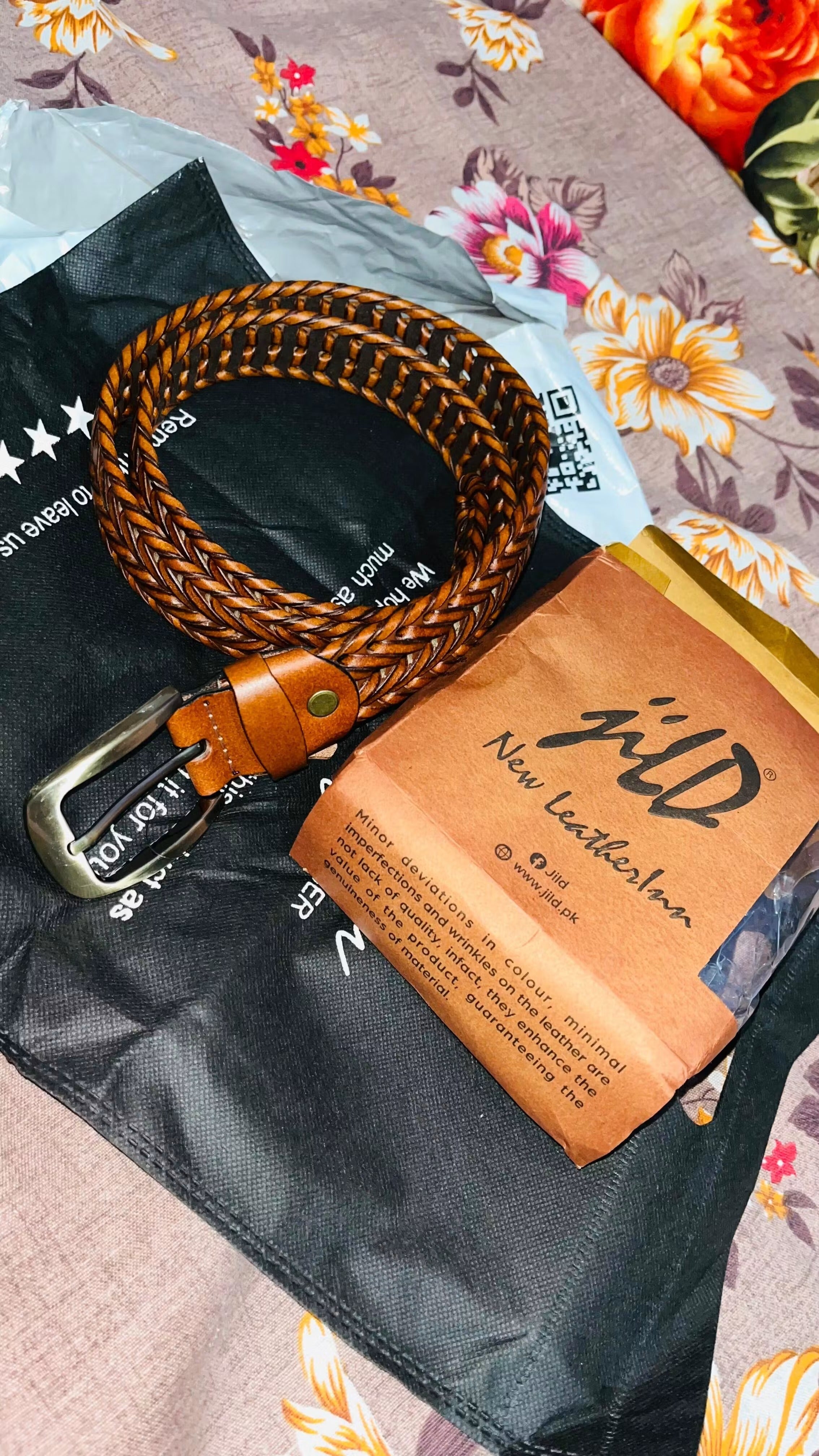 Stylish Braided Men's Leather Belt-Tan Color
