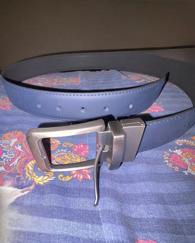 BLACK BLUE Double Sided Reversible Men's Laminated Leather Belt