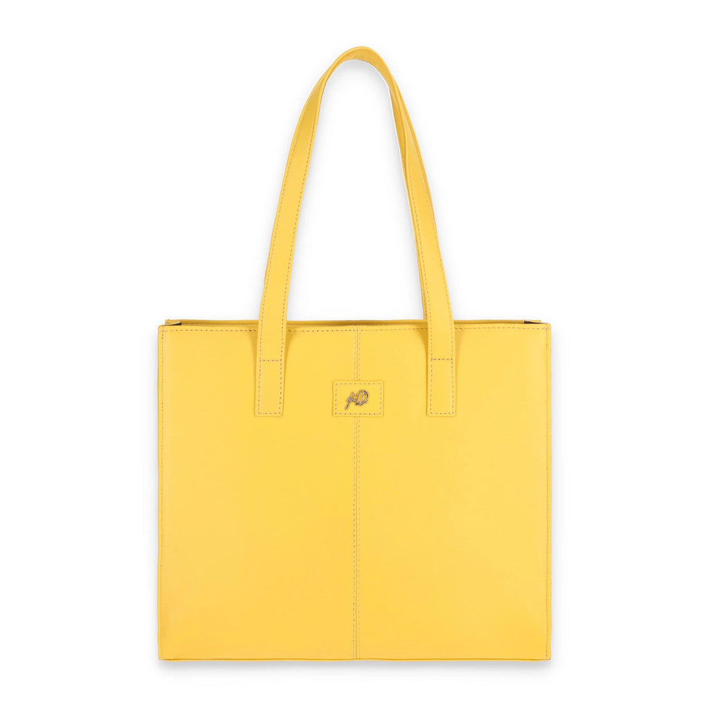 Everyday Women's Leather Zipper Tote Bag-Mustard Yellow