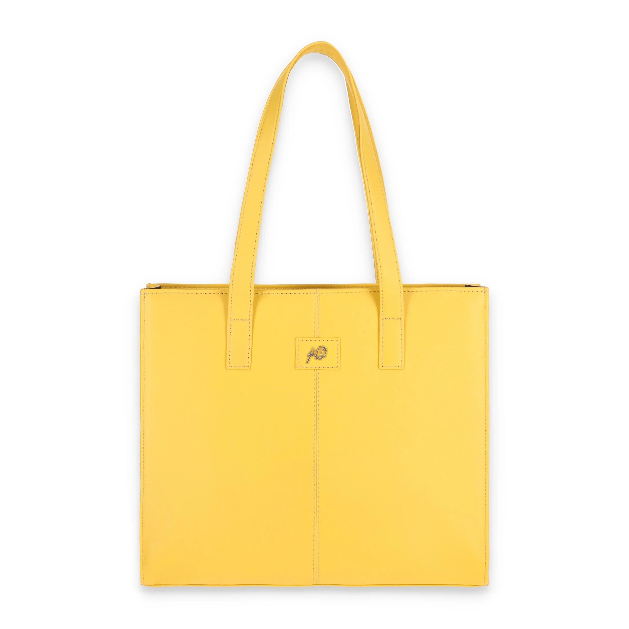 Everyday Women's Leather Zipper Tote Bag-Mustard Yellow