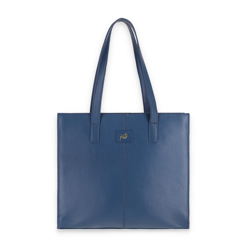 Everyday Women's Leather Zipper Tote Bag-Midnight Blue