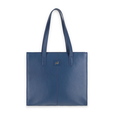 Everyday Women's Leather Zipper Tote Bag-Midnight Blue