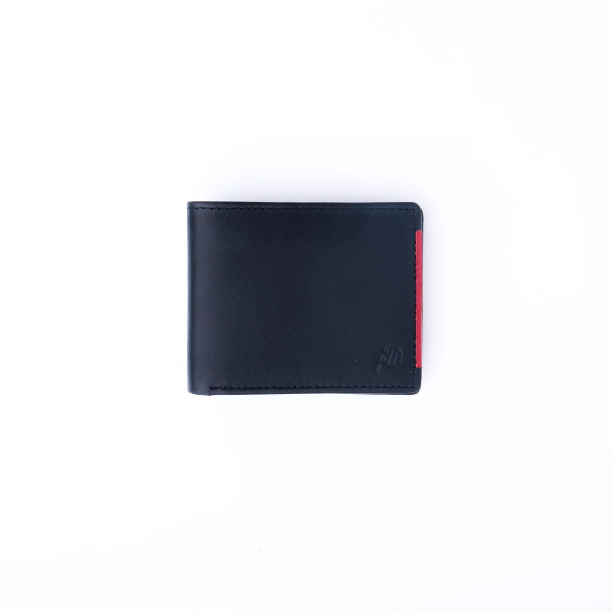 Mens Pure Leather Wallet Bifold Red Stripe
