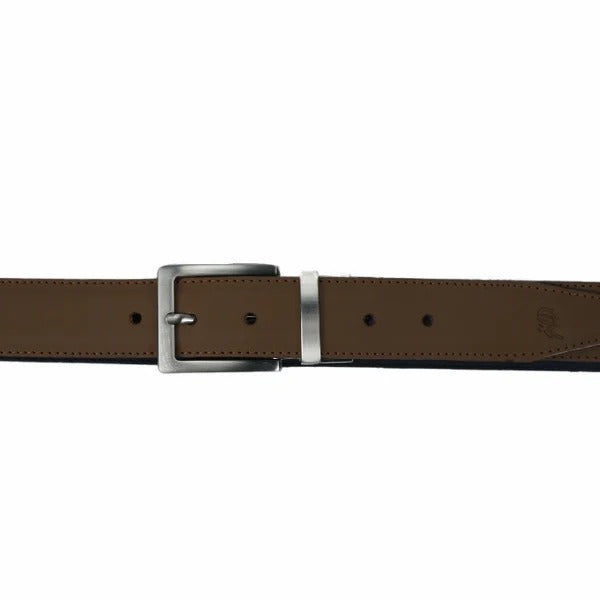 Mens Double Stitch Laminated Leather Belt-Brown