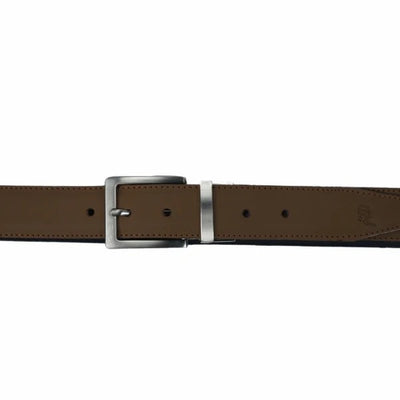 Mens Double Stitch Laminated Leather Belt-Brown