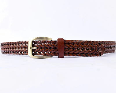 Stylish Braided Men's Leather Belt-Tan Color